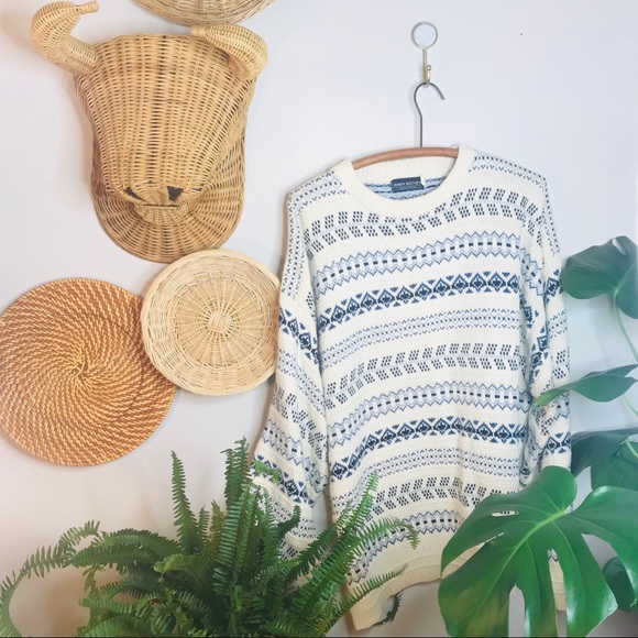 vtg vsco blue nordic oversized boyfriend sweater - Picture 4 of 8